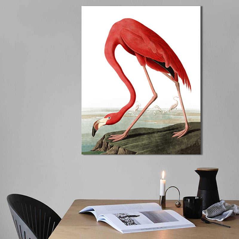 Tropical Flamingo Pattern Canvas Print Textured Pink Wall Decor for House Interior Clearhalo 'Art Gallery' 'Canvas Art' 'Coastal Art Gallery' 'Tropical' Arts' 1861491