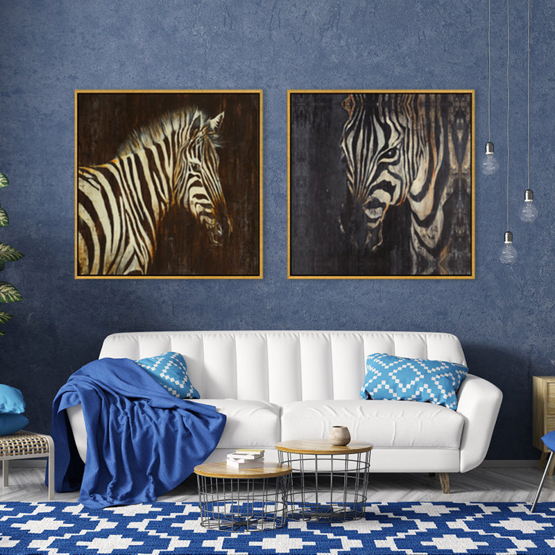 Retro Painting Print Zebra Canvas Brown Textured Wall Art Decor for Sitting Room Clearhalo 'Arts' 'Canvas Art' 1861499