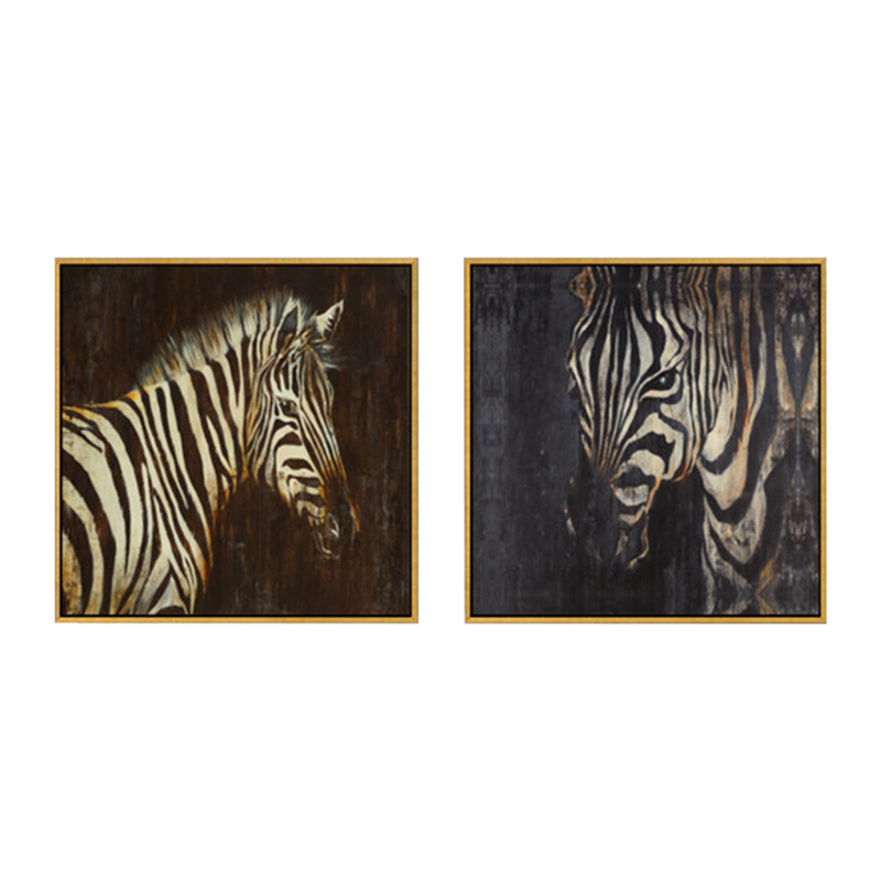 Retro Painting Print Zebra Canvas Brown Textured Wall Art Decor for Sitting Room Clearhalo 'Arts' 'Canvas Art' 1861500