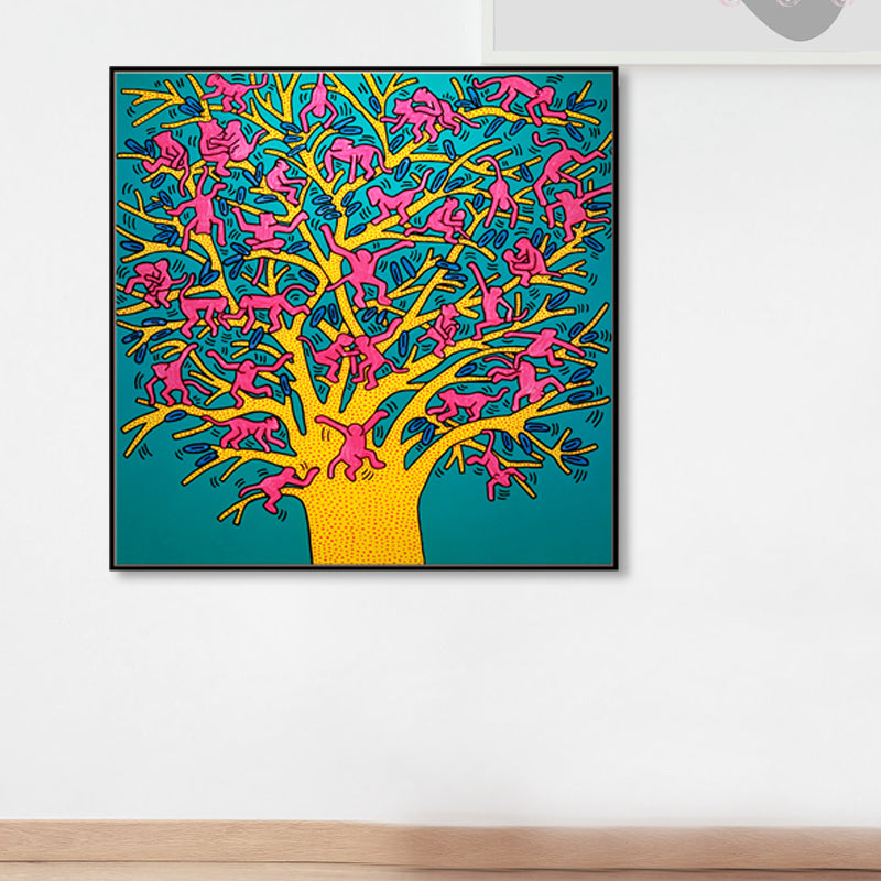 Special Tree Canvas Print Blue Pop Art Style Painting for Dining Room, Multiple Sizes Blue Clearhalo 'Arts' 'Canvas Art' 1861522