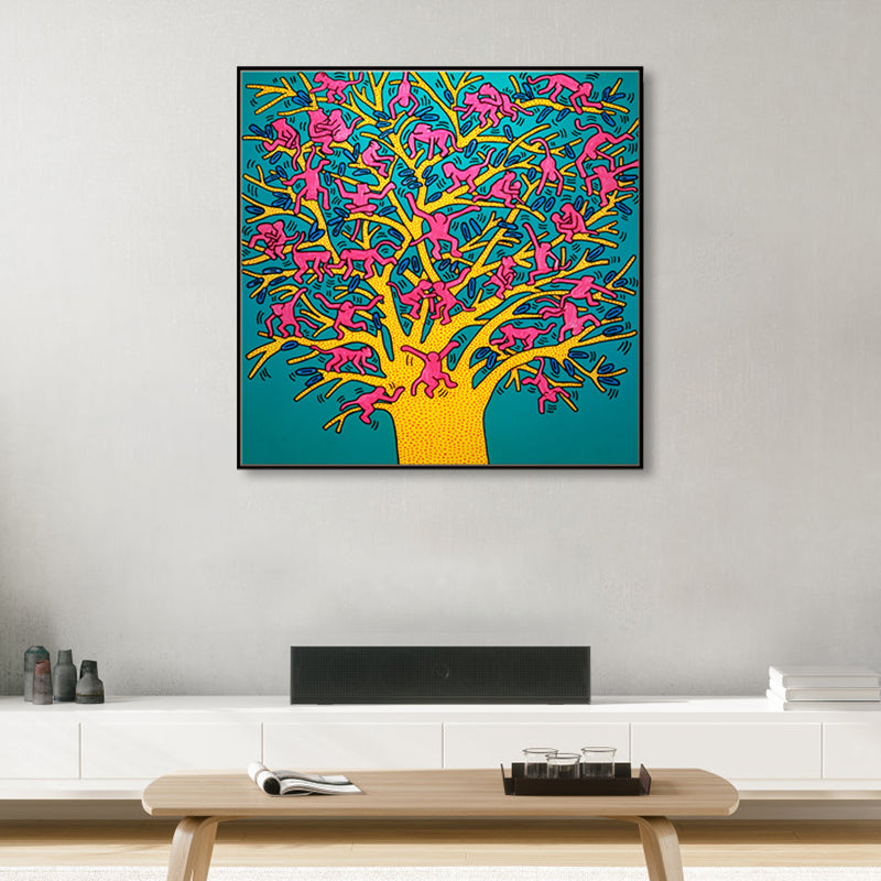 Special Tree Canvas Print Blue Pop Art Style Painting for Dining Room, Multiple Sizes Clearhalo 'Arts' 'Canvas Art' 1861524