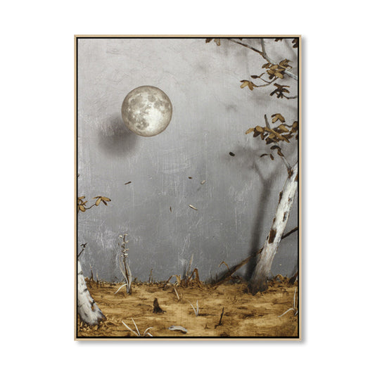 Grey Surrealism Wall Art Paintings Moon and Tree View Canvas Print for Study Room Clearhalo 'Arts' 'Canvas Art' 1861570