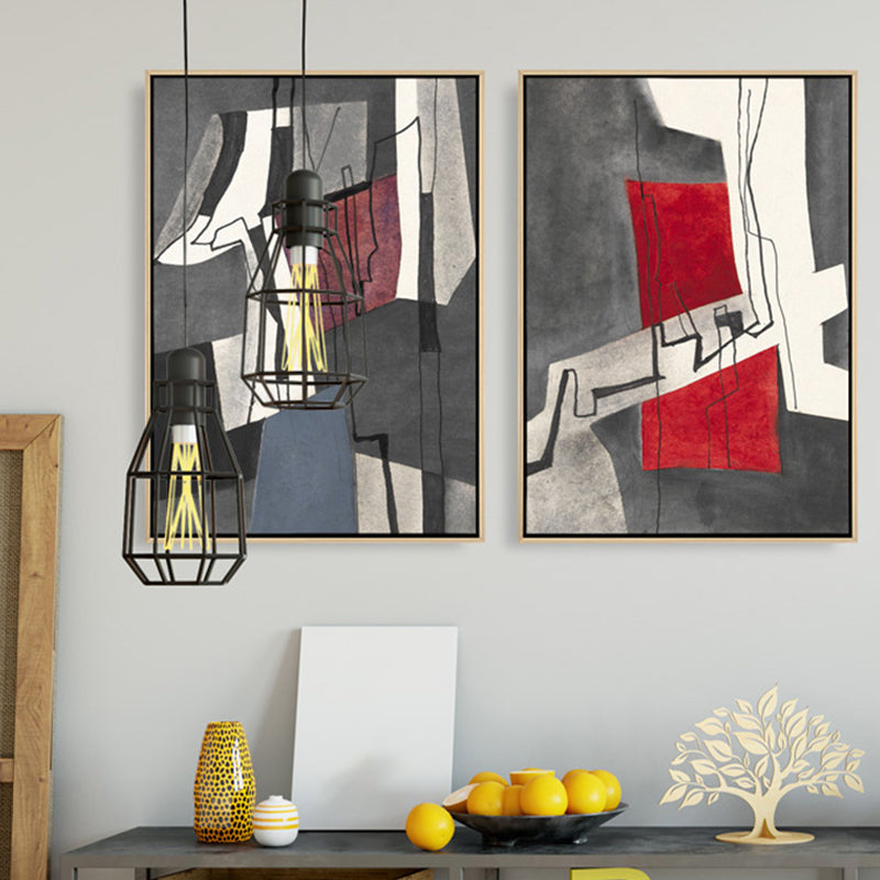 Cubism Abstract Pattern Art Print Pastel Color Bedroom Wrapped Canvas, Multiple Sizes Clearhalo 'Arts' 'Canvas Art' 1861575