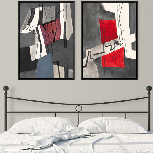 Cubism Abstract Pattern Art Print Pastel Color Bedroom Wrapped Canvas, Multiple Sizes Clearhalo 'Arts' 'Canvas Art' 1861576