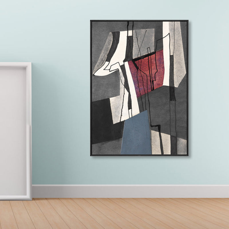 Cubism Abstract Pattern Art Print Pastel Color Bedroom Wrapped Canvas, Multiple Sizes Grey Clearhalo 'Arts' 'Canvas Art' 1861583