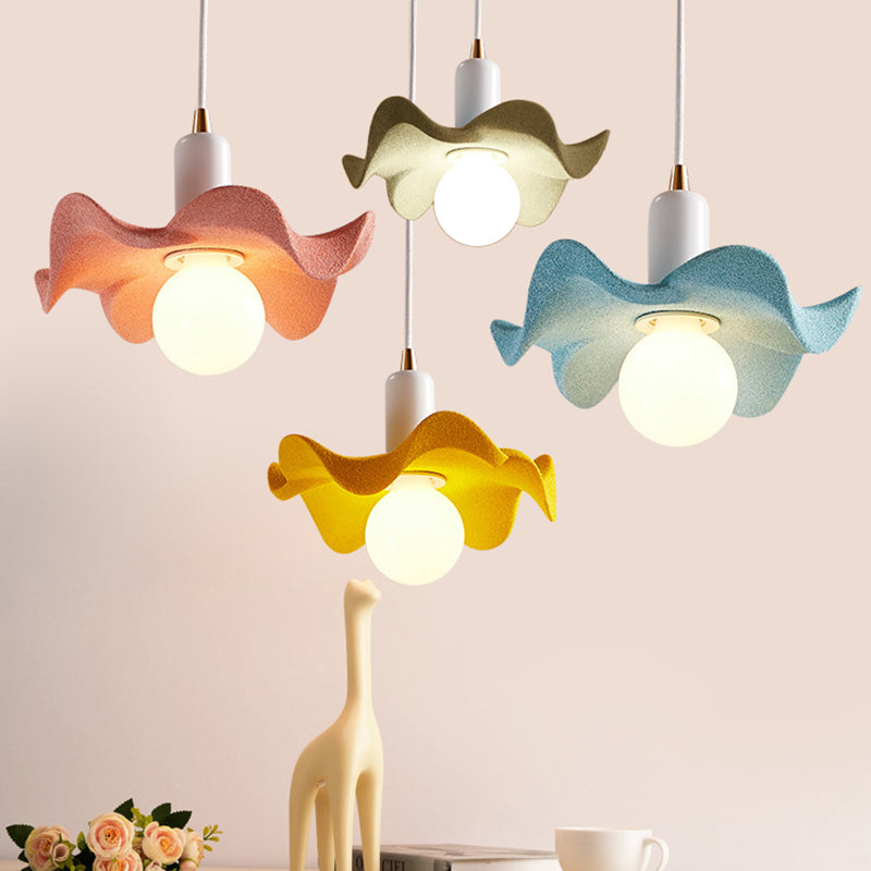 Macaron Style Floral Pendant Lamp Resin Single Light Suspension Light for Kid Bedroom Clearhalo 'Ceiling Lights' 'Pendant Lights' 'Pendants' Lighting' 186182