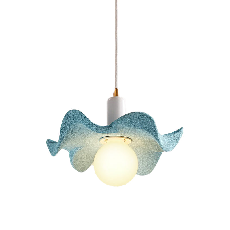 Macaron Style Floral Pendant Lamp Resin Single Light Suspension Light for Kid Bedroom Clearhalo 'Ceiling Lights' 'Pendant Lights' 'Pendants' Lighting' 186184