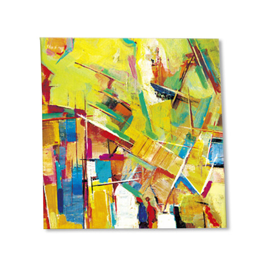 Peculiar Oil Painting Wall Decor Pop Art Novel Abstract Pattern Canvas in Yellow