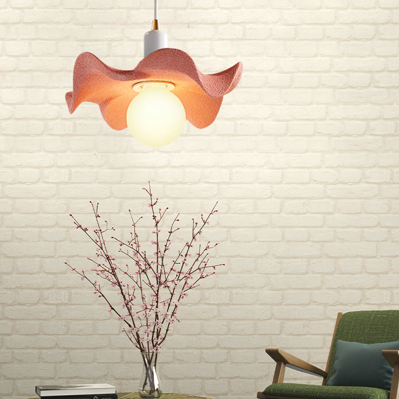 Macaron Style Floral Pendant Lamp Resin Single Light Suspension Light for Kid Bedroom Clearhalo 'Ceiling Lights' 'Pendant Lights' 'Pendants' Lighting' 186188