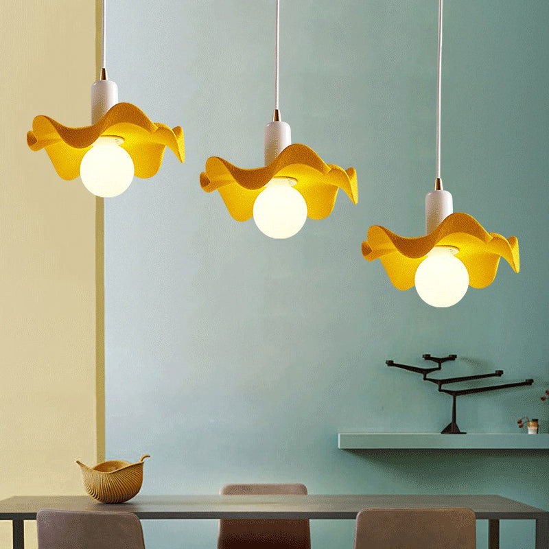 Macaron Style Floral Pendant Lamp Resin Single Light Suspension Light for Kid Bedroom Clearhalo 'Ceiling Lights' 'Pendant Lights' 'Pendants' Lighting' 186193