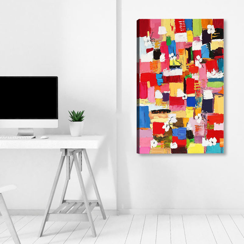 Colour-Blocking Canvas Print Pop Art Abstract Wall Decor in Red for Sitting Room Red Clearhalo 'Arts' 'Canvas Art' 1862042