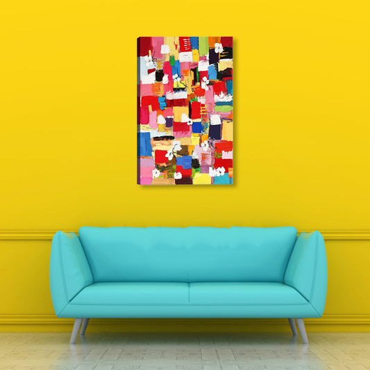 Colour-Blocking Canvas Print Pop Art Abstract Wall Decor in Red for Sitting Room Clearhalo 'Arts' 'Canvas Art' 1862043