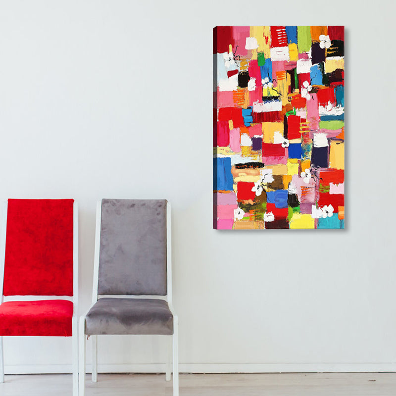 Colour-Blocking Canvas Print Pop Art Abstract Wall Decor in Red for Sitting Room Clearhalo 'Arts' 'Canvas Art' 1862044