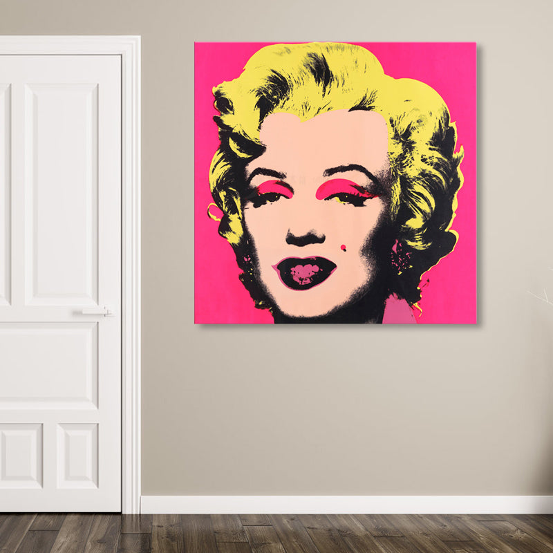 Marilyn Monroe Canvas House Interior Paintings Figure Wall Art Print in Soft Color, Textured Pink Clearhalo 'Arts' 'Canvas Art' 1862048