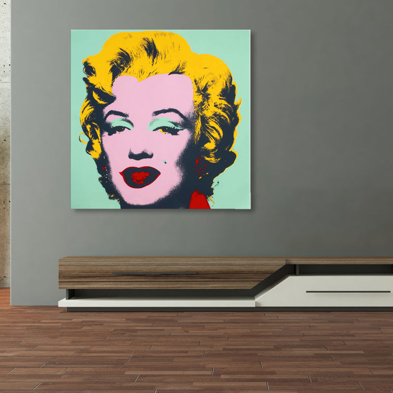 Marilyn Monroe Canvas House Interior Paintings Figure Wall Art Print in Soft Color, Textured Green Clearhalo 'Arts' 'Canvas Art' 1862055