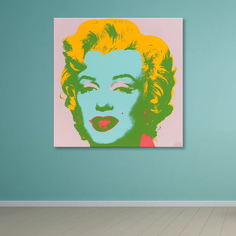 Marilyn Monroe Canvas House Interior Paintings Figure Wall Art Print in Soft Color, Textured Blue Clearhalo 'Arts' 'Canvas Art' 1862067