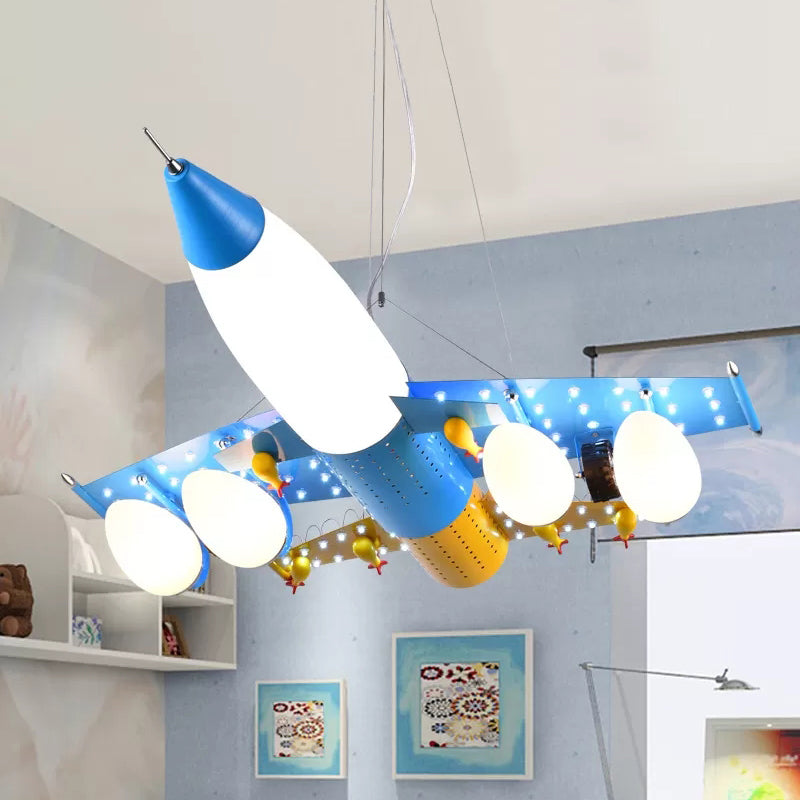 Modern Cool Fighter Airplane Pendant Light Metal Blue Chandelier for Study Room Kindergarten Clearhalo 'Ceiling Lights' 'Chandeliers' Lighting' options 186219