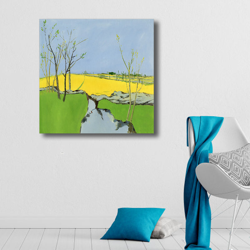 Pop Art Farmfield Canvas Soft Color Textured Painting for Bedroom, Multiple Sizes Clearhalo 'Arts' 'Canvas Art' 1862209