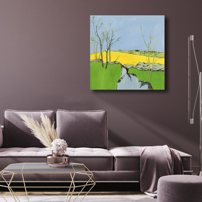 Pop Art Farmfield Canvas Soft Color Textured Painting for Bedroom, Multiple Sizes Clearhalo 'Arts' 'Canvas Art' 1862210