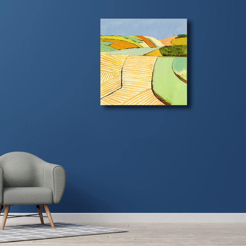 Pop Art Farmfield Canvas Soft Color Textured Painting for Bedroom, Multiple Sizes Orange Clearhalo 'Arts' 'Canvas Art' 1862212