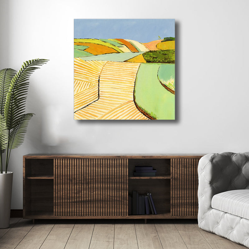 Pop Art Farmfield Canvas Soft Color Textured Painting for Bedroom, Multiple Sizes Clearhalo 'Arts' 'Canvas Art' 1862213