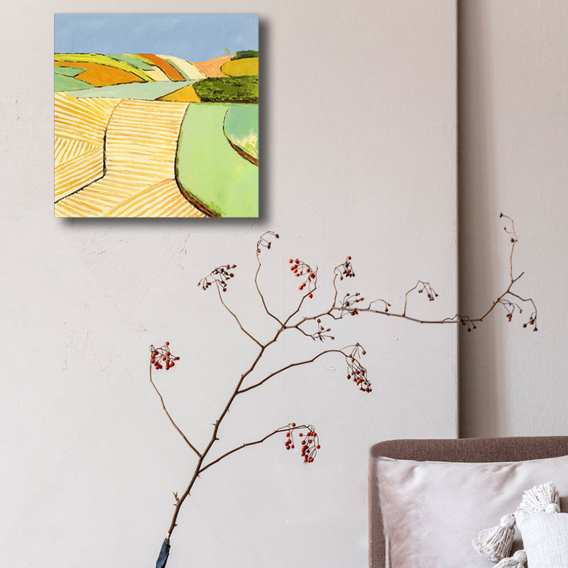 Pop Art Farmfield Canvas Soft Color Textured Painting for Bedroom, Multiple Sizes Clearhalo 'Arts' 'Canvas Art' 1862214