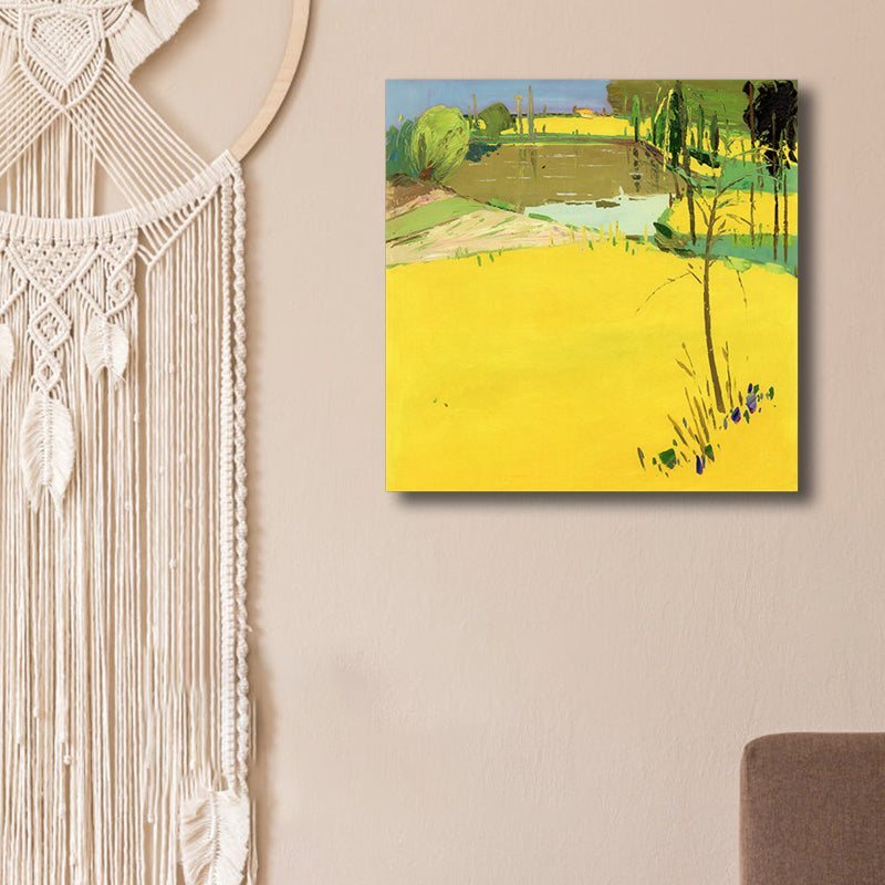 Pop Art Farmfield Canvas Soft Color Textured Painting for Bedroom, Multiple Sizes Yellow Clearhalo 'Arts' 'Canvas Art' 1862216