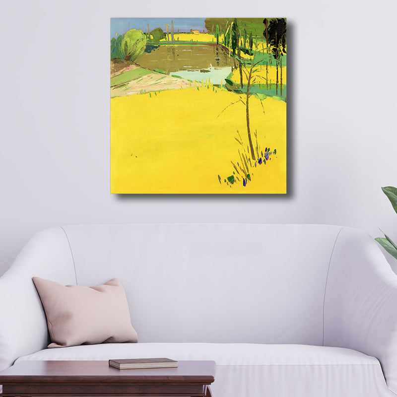 Pop Art Farmfield Canvas Soft Color Textured Painting for Bedroom, Multiple Sizes Clearhalo 'Arts' 'Canvas Art' 1862217