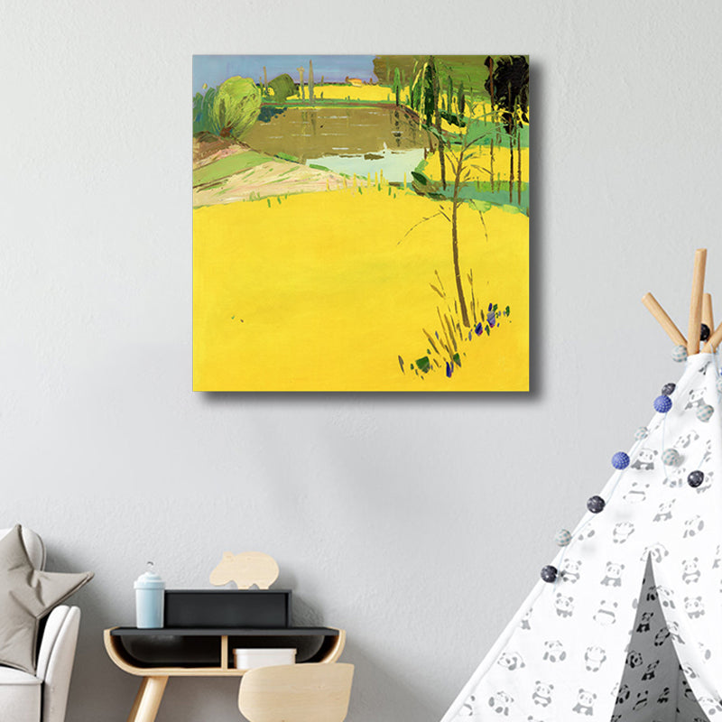 Pop Art Farmfield Canvas Soft Color Textured Painting for Bedroom, Multiple Sizes Clearhalo 'Arts' 'Canvas Art' 1862218