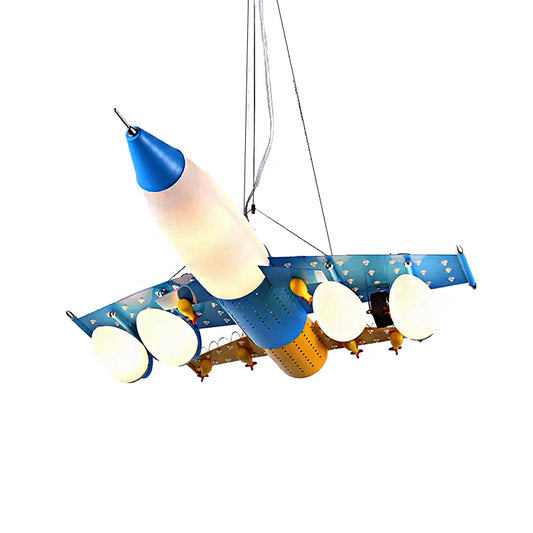 Modern Cool Fighter Airplane Pendant Light Metal Blue Chandelier for Study Room Kindergarten Clearhalo 'Ceiling Lights' 'Chandeliers' Lighting' options 186221