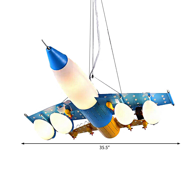 Modern Cool Fighter Airplane Pendant Light Metal Blue Chandelier for Study Room Kindergarten Clearhalo 'Ceiling Lights' 'Chandeliers' Lighting' options 186222