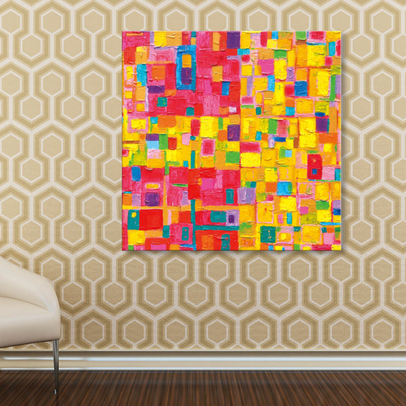 Paintings Pop Art Canvas Print with Colour-Blocking in Yellow for House Corridor Clearhalo 'Arts' 'Canvas Art' 1862221