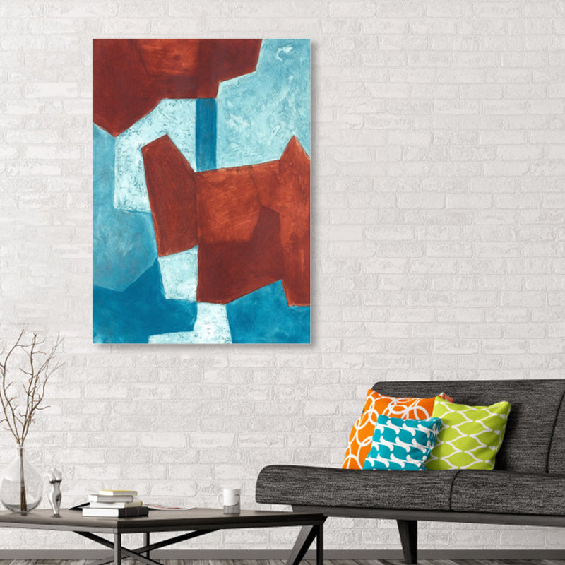 Colorful Abstract Wall Art Print Mid-Century Modern Textured Canvas for Sitting Room Red Clearhalo 'Arts' 'Canvas Art' 1862238