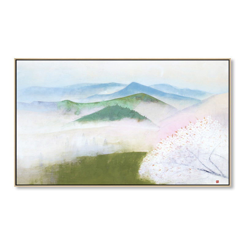 Misty Hills Canvas Print Impressionism Picturesque Landscape Wall Decor in White for Gallery Clearhalo 'Arts' 'Canvas Art' 1862265