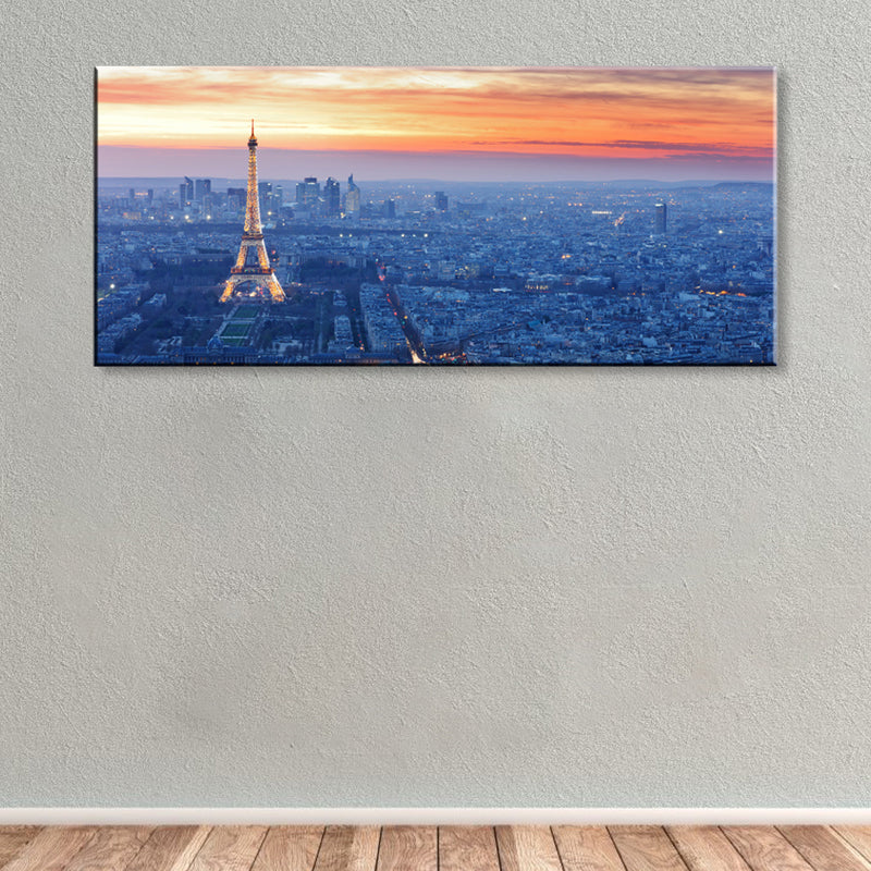 Light Color Landmark View Painting Photography Global Inspired Textured Canvas for Parlor Blue Clearhalo 'Arts' 'Canvas Art' 1862269