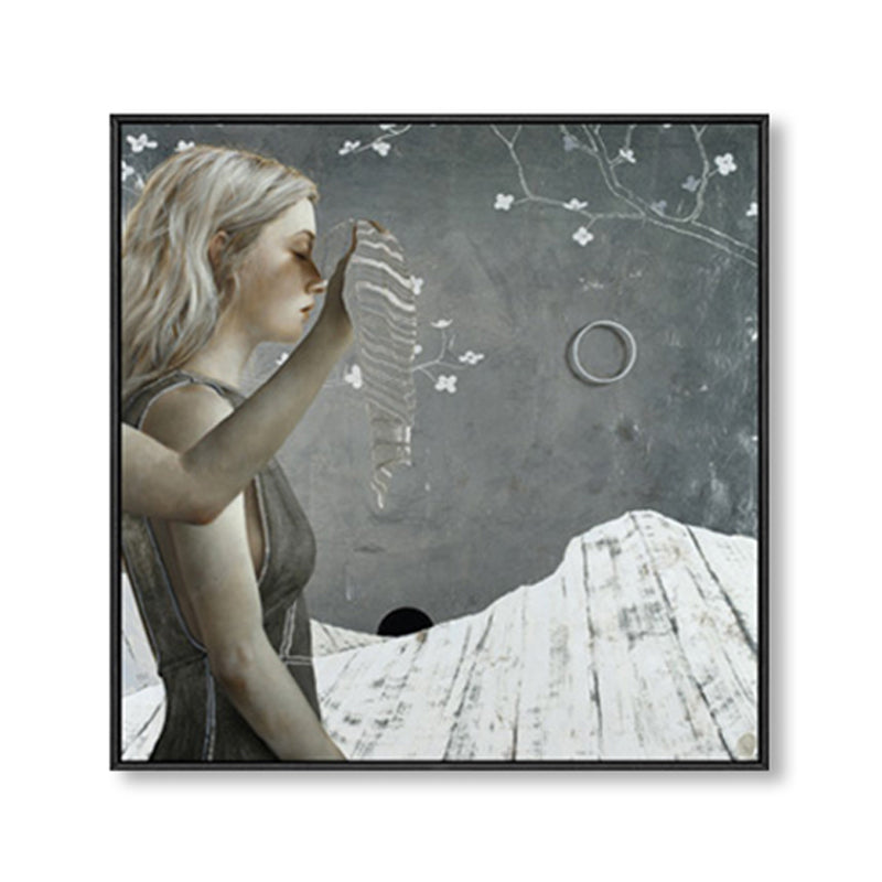 Surrealism Walking Maiden Canvas Art Paintings Character Soft Color Gallery Wall Decor Clearhalo 'Arts' 'Canvas Art' 1862785