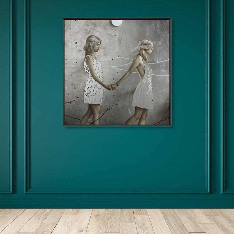 Surrealism Walking Maiden Canvas Art Paintings Character Soft Color Gallery Wall Decor Clearhalo 'Arts' 'Canvas Art' 1862791