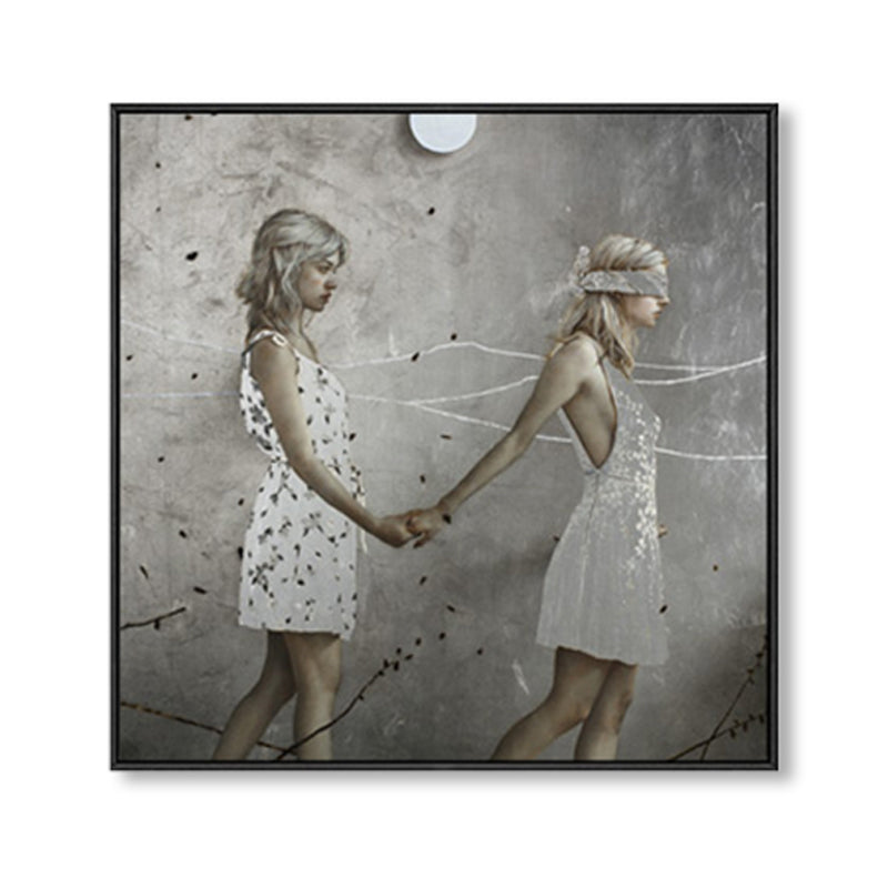 Surrealism Walking Maiden Canvas Art Paintings Character Soft Color Gallery Wall Decor Clearhalo 'Arts' 'Canvas Art' 1862792