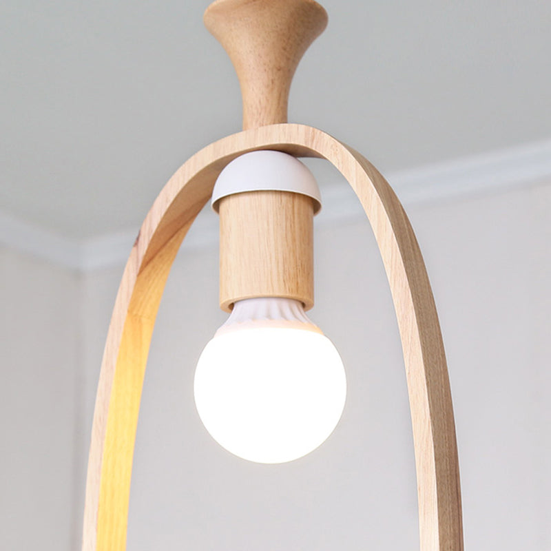 Open Bulb Restaurant Hanging Light Wood 1 Head Pendant Light with Pigeon in White Clearhalo 'Ceiling Lights' 'Pendant Lights' 'Pendants' Lighting' 186282