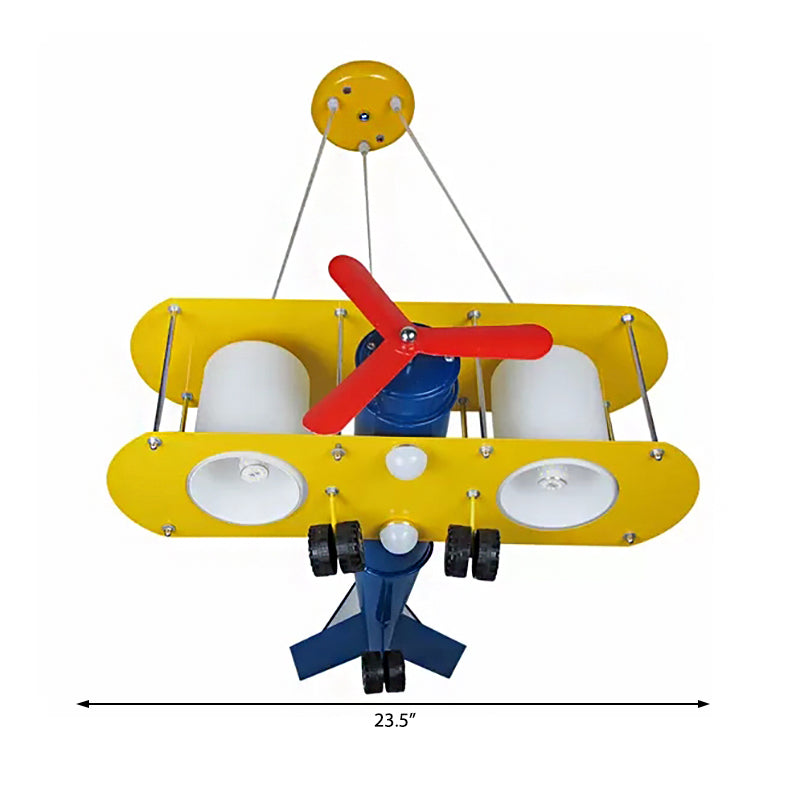 Child Bedroom Propeller Plane Pendant Lamp Metal Cartoon Yellow Finish Chandelier Clearhalo 'Ceiling Lights' 'Chandeliers' Lighting' options 186308