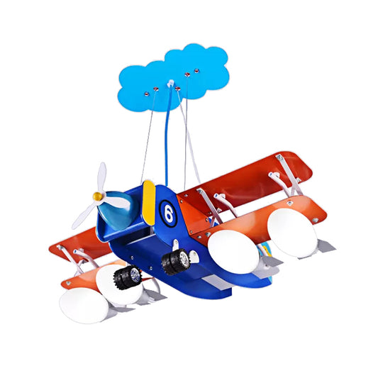 Metal Airplane Chandelier Four Lights Modern Style Ceiling Pendant in Blue for Kindergarten Clearhalo 'Ceiling Lights' 'Chandeliers' Lighting' options 186321