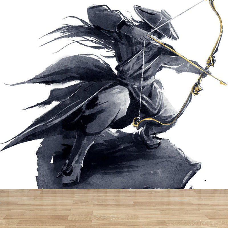 Valiant Chivalrous Expert Mural Decal Black Contemporary Wall Art for Living Room Black Design 5 Clearhalo 'Wall Decor' 'Wall Mural' 1863236