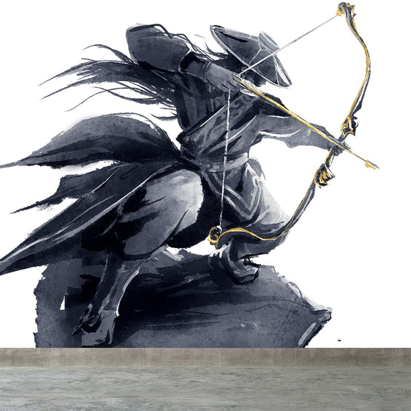 Valiant Chivalrous Expert Mural Decal Black Contemporary Wall Art for Living Room Clearhalo 'Wall Decor' 'Wall Mural' 1863238