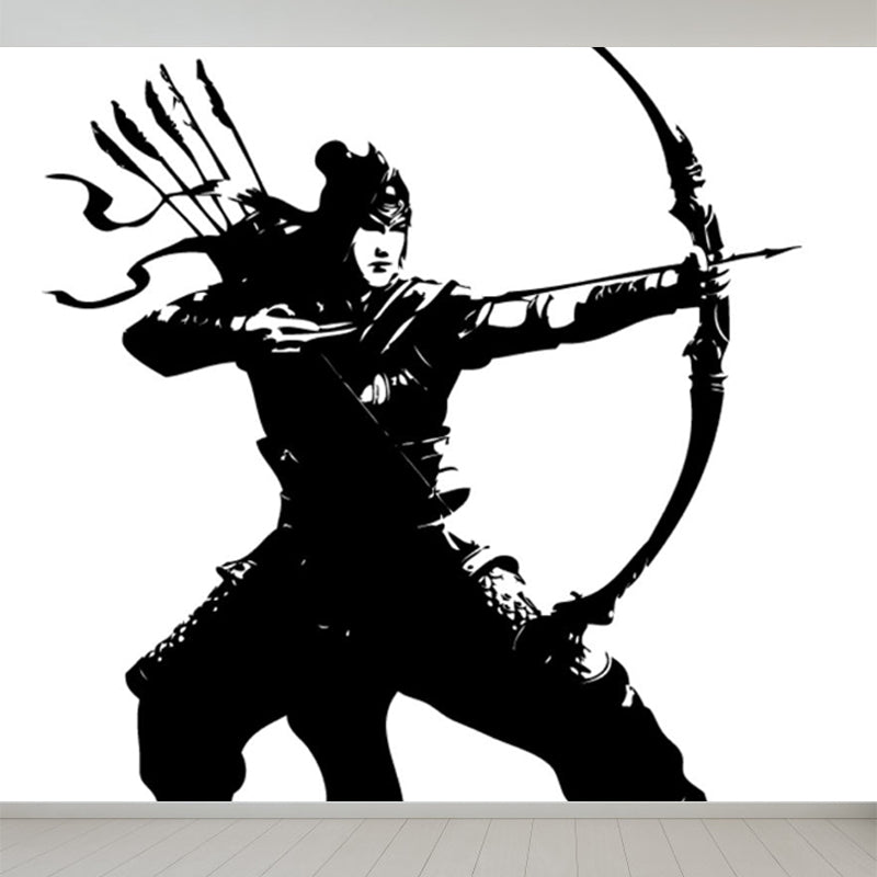 Valiant Chivalrous Expert Mural Decal Black Contemporary Wall Art for Living Room Black Design 1 Clearhalo 'Wall Decor' 'Wall Mural' 1863241