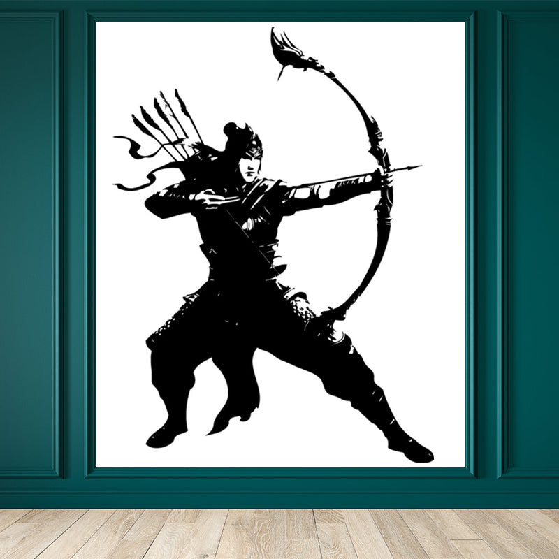 Valiant Chivalrous Expert Mural Decal Black Contemporary Wall Art for Living Room Clearhalo 'Wall Decor' 'Wall Mural' 1863242