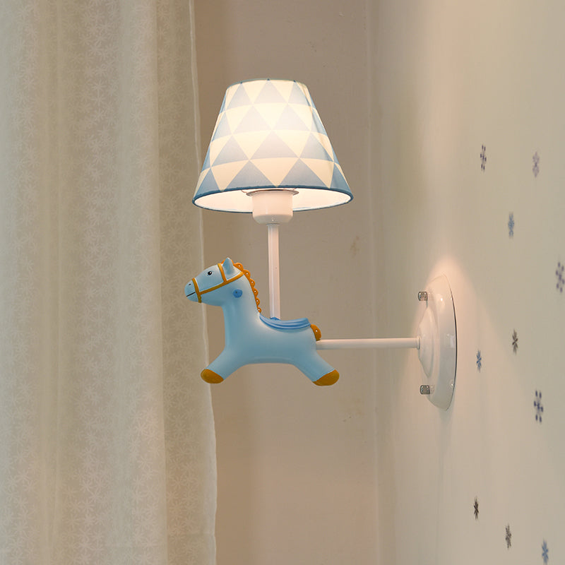 Child Bedroom Horse Wall Sconce Resin One Bulb Modern Stylish Sconce Light Blue Clearhalo 'Wall Lamps & Sconces' 'Wall Lights' Lighting' 186343