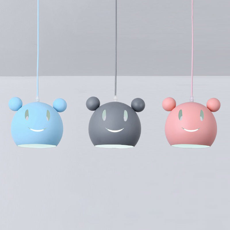 Nordic Stylish Mouse Pendant Light 3 Bulbs Metal Pendant Lamp for Child Bedroom Pink-Blue-Gray Clearhalo 'Ceiling Lights' 'Pendant Lights' 'Pendants' Lighting' 186355_b78d08f7-29fa-4786-b914-460ff2957e4d