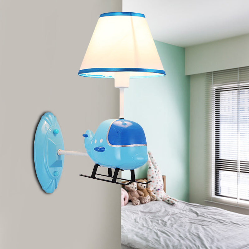 Modern Style Helicopter Wall Lamp One Light Resin Sconce Light in Blue for Child Bedroom Blue Clearhalo 'Wall Lamps & Sconces' 'Wall Lights' Lighting' 186359