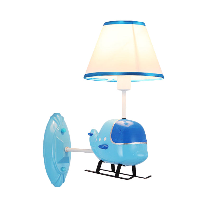 Modern Style Helicopter Wall Lamp One Light Resin Sconce Light in Blue for Child Bedroom Clearhalo 'Wall Lamps & Sconces' 'Wall Lights' Lighting' 186361