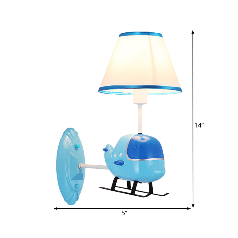 Modern Style Helicopter Wall Lamp One Light Resin Sconce Light in Blue for Child Bedroom Clearhalo 'Wall Lamps & Sconces' 'Wall Lights' Lighting' 186362